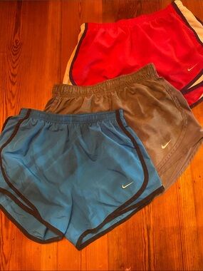 Nike Women's Athletic Shorts Trio - Red, Gray, Blue